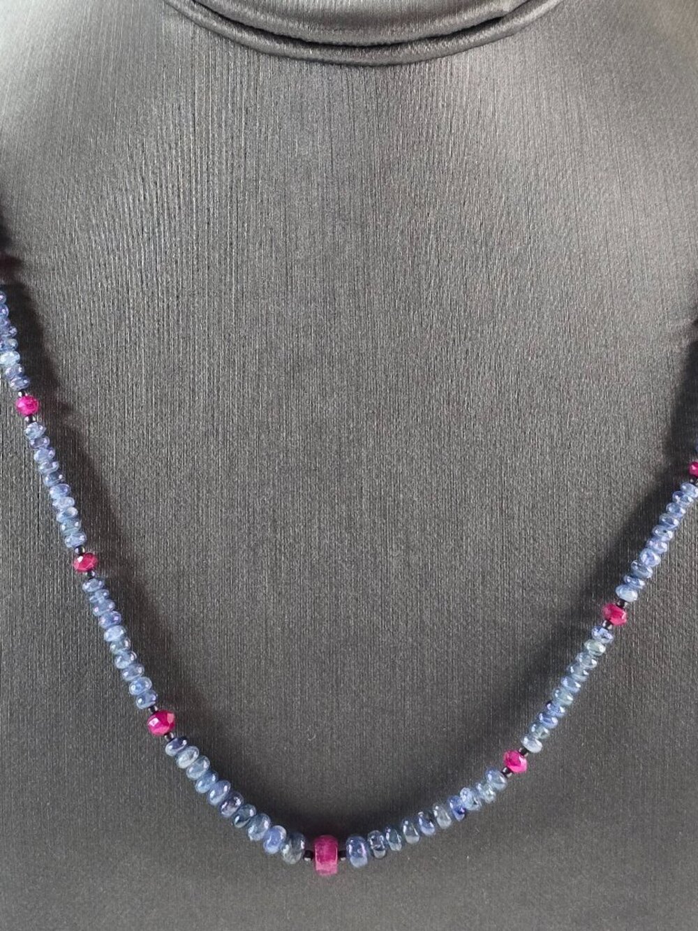 Womens Vintage Estate Sterling Silver Natural Ruby Sapphire Necklace 14.0g E6104